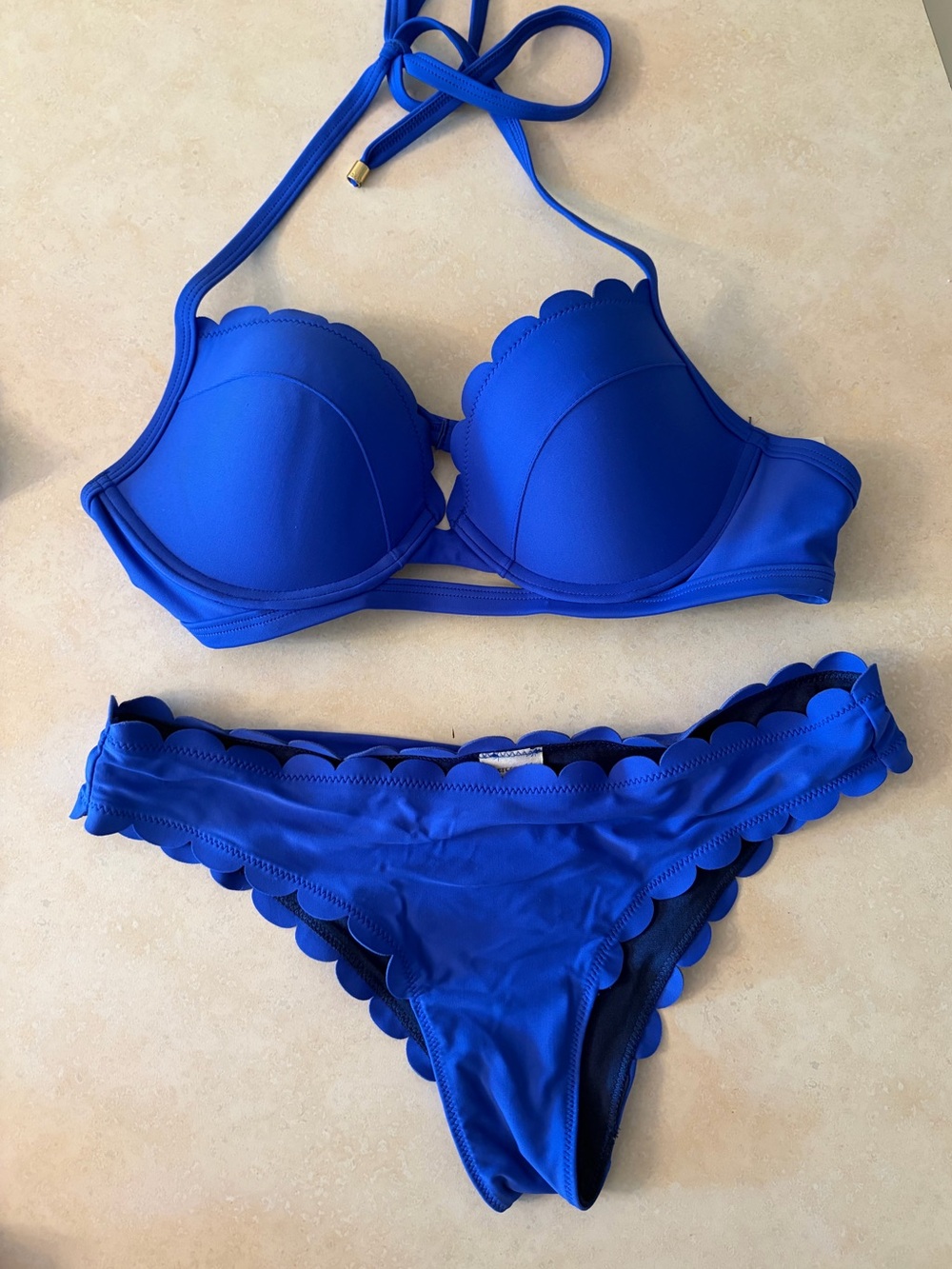 Abercrombie Scalloped Royal Blue Bikini Set